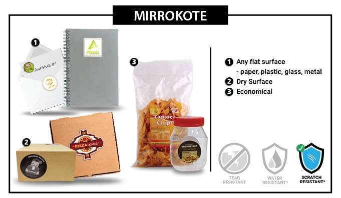Mirrorkote Label Sticker [ NON - WATERPROOF]  - 80mm X 110MM - 100pcs / set